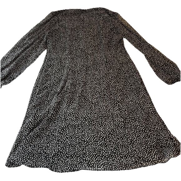 MSK Women's Black Printed Pintucked Split Neck Tie at Waist A-Line Dress Size 14 - Picture 10 of 16